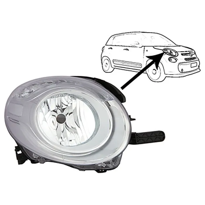 Fiat 500L 2012-2021 Farol Direito Regulação Elétrica + Motor Com Pisca Superior Alumínio H7