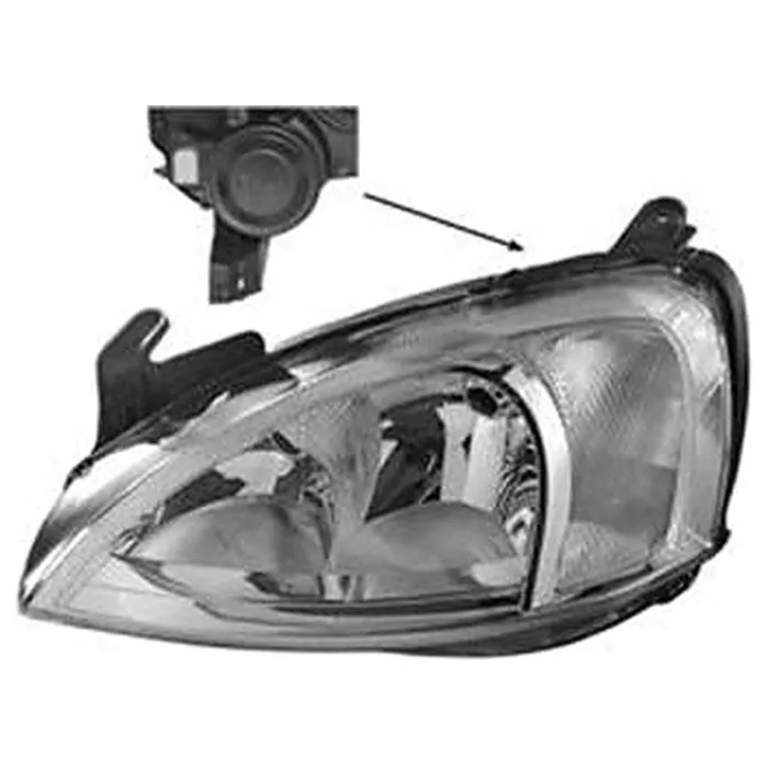 Opel Combo/Corsa C 2000-2003 Farol Esquerdo Sem Motor Ajuste Elétrico Com Pisca H7 Valeo