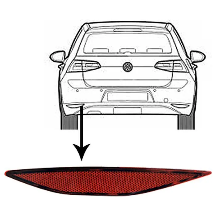 Volkswagen Golf VII 2012-2017 Reflector Links Niet R-Line 3/5D In Bumper