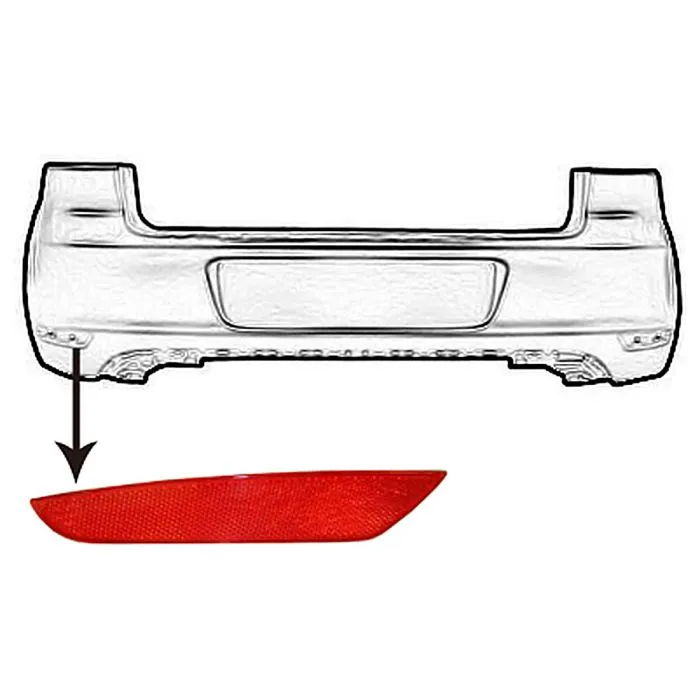 Volkswagen Golf VI 2008-2013 Reflector Left In Bumper Red