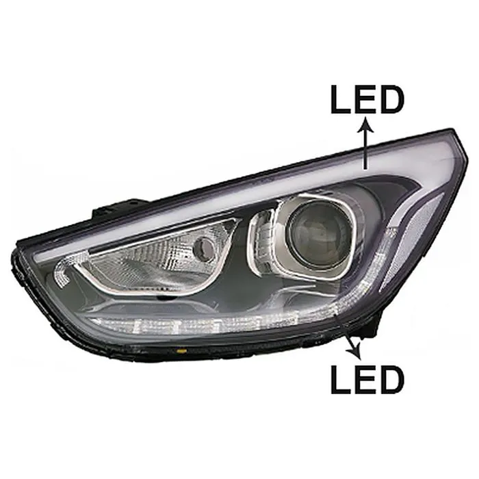 Hyundai IX35 2013-2015 Faro Izquierdo Ajuste Eléctrico Sin Motor Con Intermitente Con Luz Diurna Arriba Abajo LED