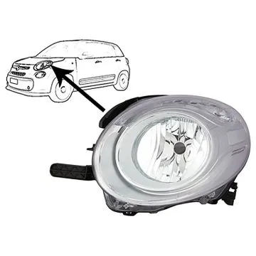 Fiat 500L 2012-2021 Farol Esquerdo Regulação Eléctrica + Motor Com Pisca Superior Alumínio H7