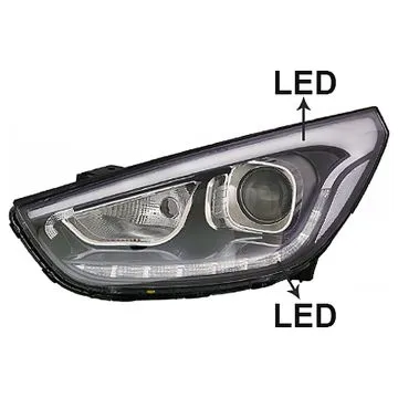 Hyundai IX35 2013-2015 Faro Izquierdo Ajuste Eléctrico Sin Motor Con Intermitente Con Luz Diurna Arriba Abajo LED