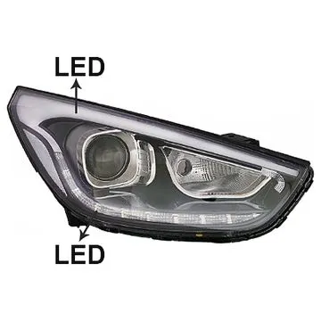 Hyundai IX35 2013-2015 Faro Derecho Regulación Eléctrica Sin Motor Con Intermitente Con Luz Diurna Arriba Abajo LED