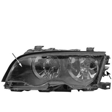 BMW E46 99-02 Coupe/Cabrio Koplamp Rechts Zwart