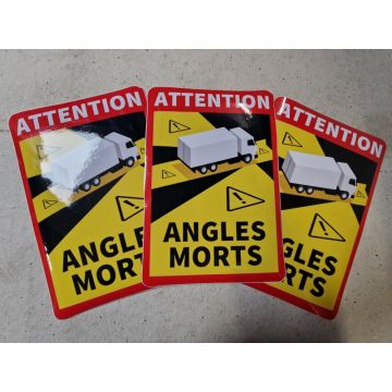 Dode Hoek Angles Morts Sticker Vrachtwagen 3x